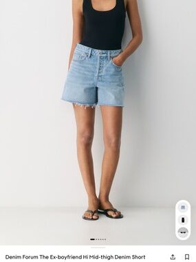 Denim Forum Light Blue High-Waist Distressed Denim Shorts